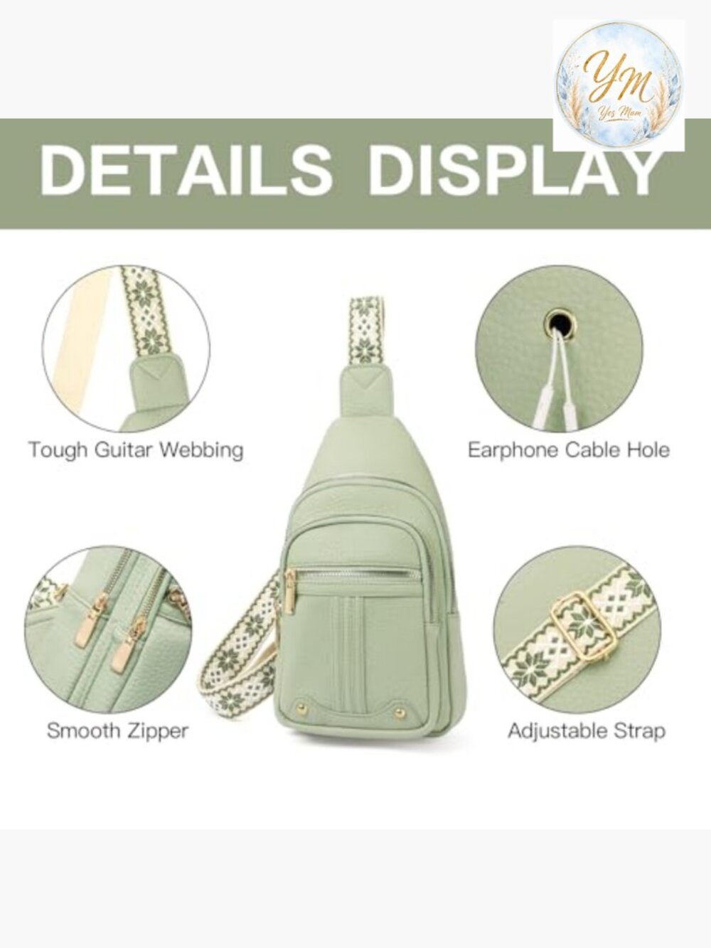 Vegan Leather Crossbody Sling Bag with Anti-Theft Pockets - Picture 5 of 7